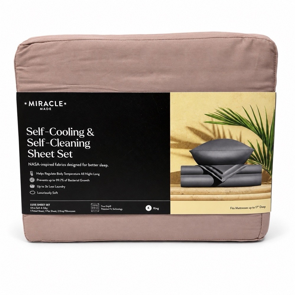 Miracle Made Luxe Sheet Set King Sateen Self-Cooling Self-Cleaning 4-Piece